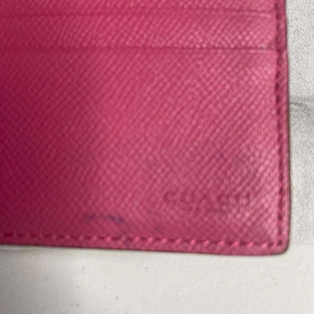 Coach Tan/ pink  Signature Clutch snap Wallet with matching detachable checkbook